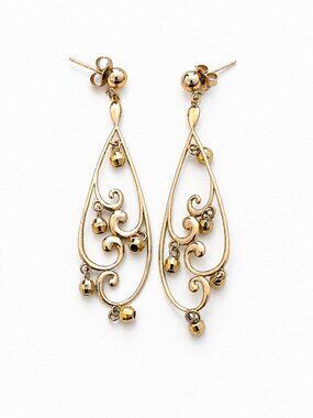 Michael Anthony 14K Gold Chandelier Dangle Earrings Vintage Estate Signed Back